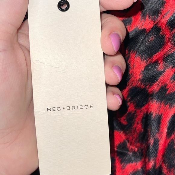 NWT BEC + BRIDGE Red Cheetah Print She's a Maniac One Shoulder Mini Dress Size 4 - Picture 9 of 10